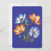 Orange and Cobalt Blue Floral Brunch & Bubbly Kaart (Achterkant)