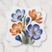 Orange and Cobalt Blue Floral Thank You Bedankjes Labels (Achterkant)