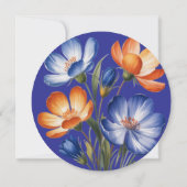 Orange and Cobalt Blue Floral Wedding Celebration Kaart (Achterkant)