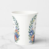 Orange and Cobalt Blue Floral Wedding Papieren Bekers (Rechts)