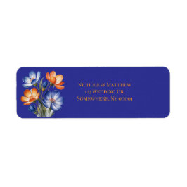 Orange and Cobalt Blue Floral Wedding Return  Etiket