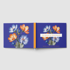 Orange and Cobalt Blue Floral Wedding Return  Gastenboek