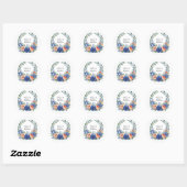 Orange and Cobalt Blue Floral Wedding Ronde Sticker (Vel)