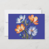 Orange and Cobalt Blue Floral Wedding RSVP Kaartje (Achterkant)