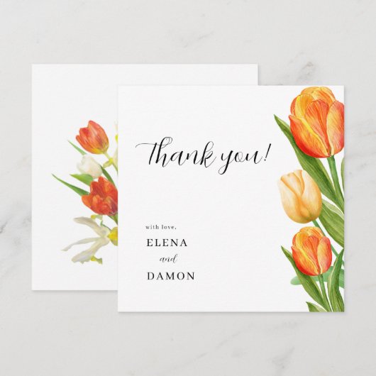Orange and Cream Tulip Wedding Bedankkaart (Voorkant / Achterkant)