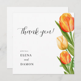 Orange and Cream Tulip Wedding Bedankkaart