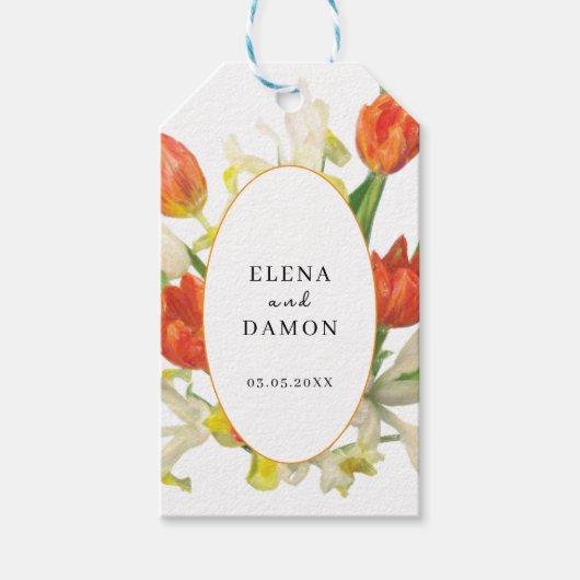 Orange and Cream Tulip Wedding Cadeaulabel (Voorkant)