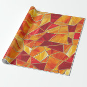 Orange and gold Stained Glass Mosaic Pattern Cadeaupapier (Uitgerold)