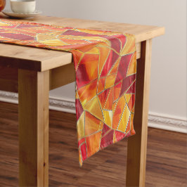 Orange and gold Stained Glass Mosaic Pattern Korte Tafelloper