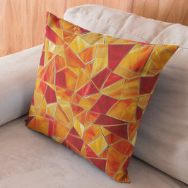 Orange and Gold Stained Glass Mosaic Pattern Kussen