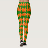 Orange and Green Harlequin Checkered Design Leggings (Achterkant)
