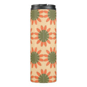 Orange and Green Retro Flower Pattern Monogram Thermosbeker (Achterkant)