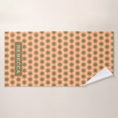 Orange and Green Retro Flower Pattern Personalised Badhanddoek (Badhanddoek)