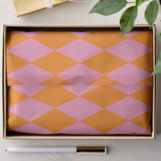 Orange and Pink Harlequin Checkered Design  Tissuepapier