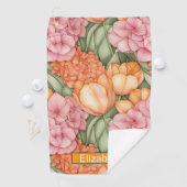 Orange and Pink Tulip Flowers Personalized Golfhanddoek (Insitu)