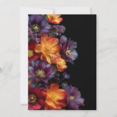 Orange and Purple Floral Black Wedding After Party Kaart (Achterkant)