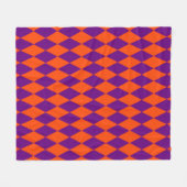 Orange and Purple Harlequin Checkered Design  Fleece Deken (Voorkant (Horizontaal))