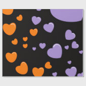orange and purple heart pattern cadeaupapier (Vlak)