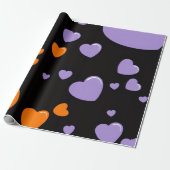 orange and purple heart pattern cadeaupapier (Uitgerold)