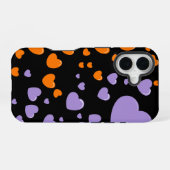 orange and purple hearts polka dots iPhone 16 hoesje (Achterkant horizontaal)
