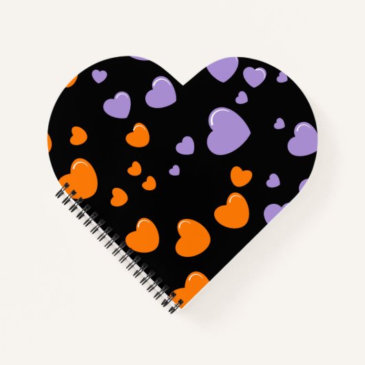 orange and purple hearts polka dots notitieboek (Voorkant)