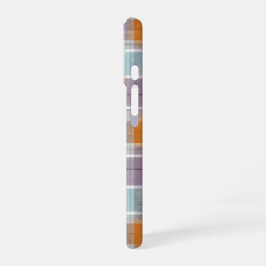 Orange and Purple Plaid Pattern Monogram iPhone 16 Hoesje (Linkerkant)