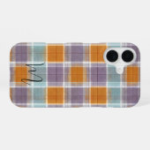 Orange and Purple Plaid Pattern Monogram iPhone 16 Hoesje (Achterkant horizontaal)