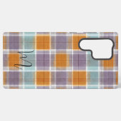 Orange and Purple Plaid Pattern Monogram Samsung Galaxy Hoesje (Achterkant horizontaal)