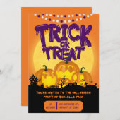 Orange and Purple Spooky Halloween Party  Kaart (Voorkant / Achterkant)