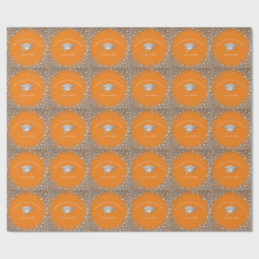 Orange and Silver Graduation Cadeaupapier (Vlak)