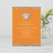 Orange and Silver Graduation Kaart (Staand voorkant)