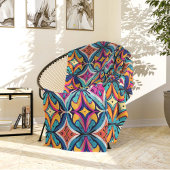 Orange and Teal Abstract Circles Bohemian Fleece Deken