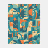 Orange and Teal Geometric Abstract Fleece Deken (Voorkant)