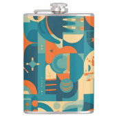 Orange and Teal Geometric Abstract Heupfles (Voorkant)