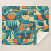 Orange and Teal Geometric Abstract Sherpa Deken (Voorkant (horizontaal))