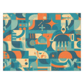 Orange and Teal Geometric Abstract Tafelkleed (Voorkant (Horizontaal))