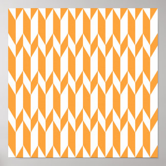 Orange and White Abstract Graphic Pattern. Poster