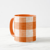 Orange and White Bold Checkered Plaid Design  Mok (Voorkant links)