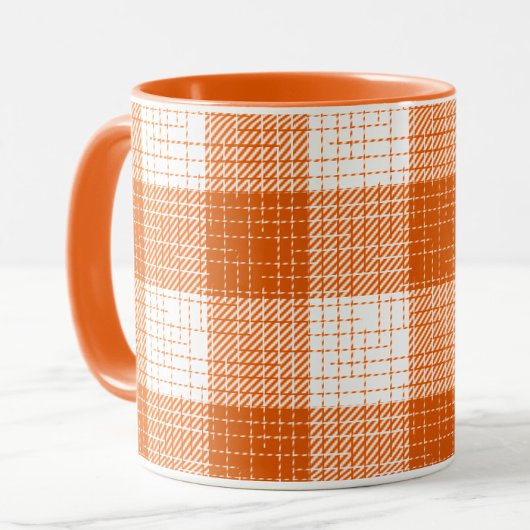 Orange and White Bold Checkered Plaid Design  Mok