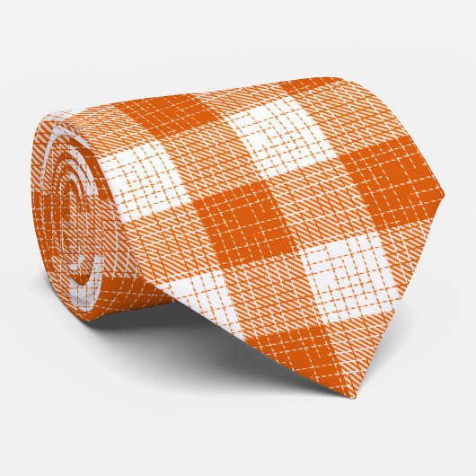 Orange and White Bold Checkered Plaid Design  Stropdas