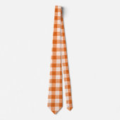 Orange and White Bold Checkered Plaid Design  Stropdas (Voorkant)