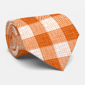 Orange and White Bold Checkered Plaid Design  Stropdas (Opgerold)