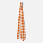 Orange and White Bold Checkered Plaid Design  Stropdas (Achterkant)