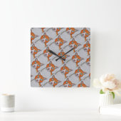 orange and white Cat Wall Clock Vierkante Klok (Huis)
