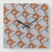 orange and white Cat Wall Clock Vierkante Klok (Voorkant)