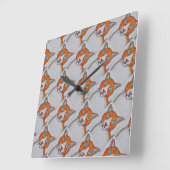 orange and white Cat Wall Clock Vierkante Klok (Hoek)