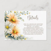 Orange and White Daisies Wedding Details Informatiekaartje (Voorkant)