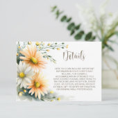 Orange and White Daisies Wedding Details Informatiekaartje (Staand voorkant)