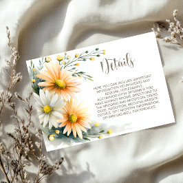 Orange and White Daisies Wedding Details Informatiekaartje