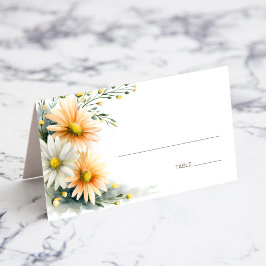 Orange and White Daisies Wedding Place Card Plaatskaartje